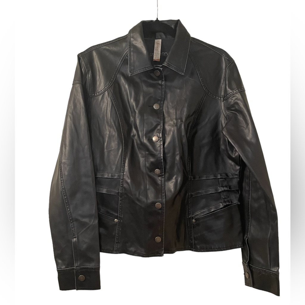 No Boundaries Women's Black Vegan Leather Jacket
